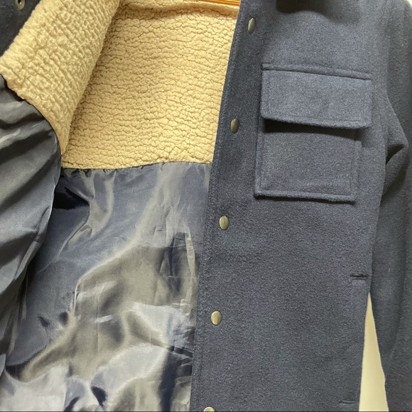 Old Navy Snap Wool Peacoat Shirt Jacket Navy Blue Sz L(10-12) - Picture 8 of 11